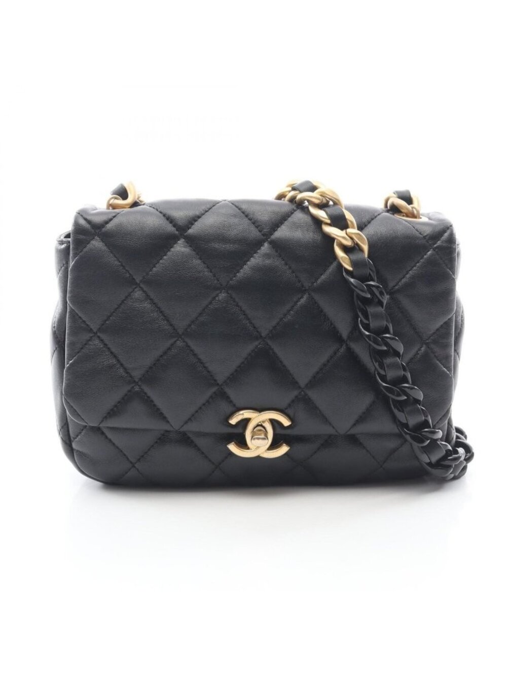 Chanel Shoulder Bag Quilted Black Lambskin